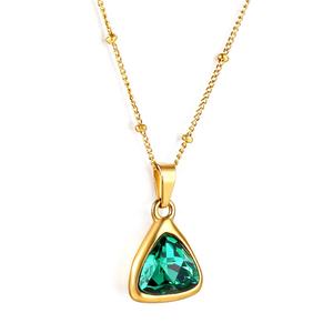 Collier pendentif plaqué or 18 carats avec pierre triangulaire, ensemble de bijoux pour femme, cadeau de mariage - Product Image 1