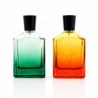 Flacon de parfum en verre vide de 90 ml, flacon pulvérisateur à paroi épaisse, bouchon noir, pompe atomiseur argentée pour l'emballage cosmétique