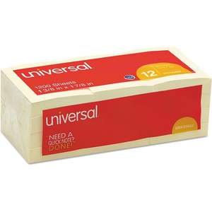 Universal 35662 Self-Stick Memo Pad 1 3/8 X 1 7/8 Yellow 12 100-<b>Sheet</b>/Pack Paper <b>Magnetic</b> Feature for Office School Gift Use - Product Image 5
