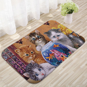 Tapis de bain rectangulaire antidérapant à motif de chat mignon, pour salle de bain, cuisine, lavage à l'eau, facile à nettoyer, design original - Product Image 4