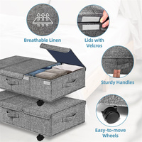 Conteneur de stockage profond sous le lit avec roues pour chambre dortoirs vêtements draps de lit couvertures boîte de rangement bacs de rangement