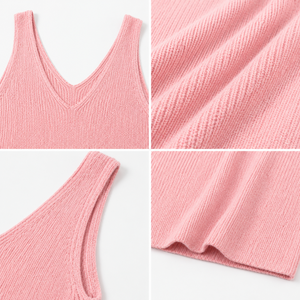 Vestidos Midi de Punto Ajustados al Cuerpo para Mujer, Color <span class=keywords><strong>Rosa</strong></span> Rubor, Cuello en V, Sin Mangas, Tirantes Anchos, Venta al por Mayor - Product Image 6
