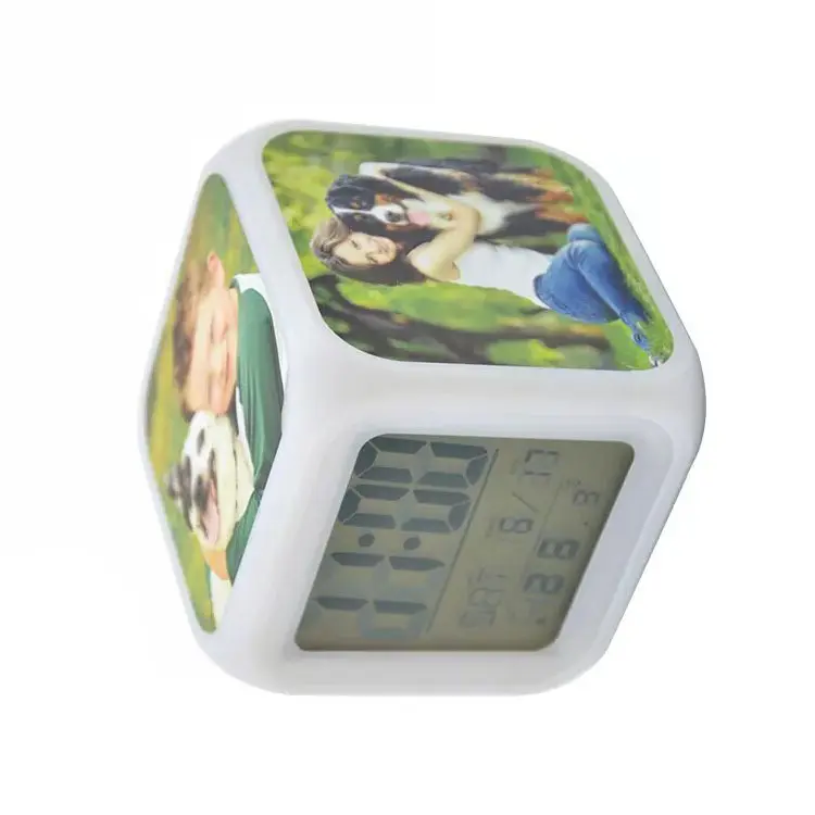 Hot Sale Approved Sublimation Blanks LED Alarm Clock with Different Colors Changing