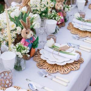 Vietnam trenzado Floral mantel boda fiesta Seagrass tejido a mano vajilla restaurante - Product Image 5