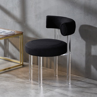 Chaises de salle à manger modernes en acrylique transparent de luxe, chaise de maquillage stable en velours rose pour hôtel, mobilier d'appoint