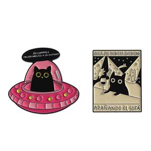 Ghim cài áo bằng hợp kim kẽm tráng men hình người ngoài hành tinh hài hước hoạt hình Tây Ban Nha, bắt cóc người, không mua, quà tặng trang sức dành cho trẻ em, bạn bè - Product Image 6