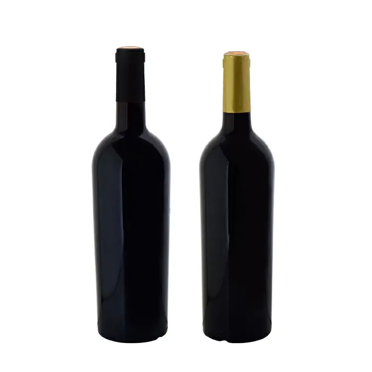 Customized Empty 750ml 800ml 850ml Red Wine Used Black Glass Wine Bottle With Cork