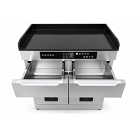 Gabinete de Acero Inoxidable para Encimera, Gabinete Inteligente de Desinfección con Doble Cajón y Puertas de Vidrio para Tazas, Platos y Vajilla