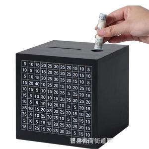 Tirelire en bois pour enfants de 8 à 13 ans, boîte de défi d'épargne avec grille de numéros pour la réalisation de leurs objectifs d'épargne - Product Image 1