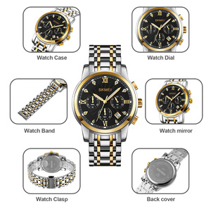 Reloj cronógrafo redondo para hombre, reloj de pulsera de lujo de acero inoxidable, reloj de cuarzo resistente al agua 30M - Product Image 2