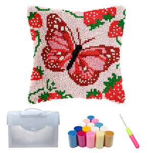 Butterfly Custom Pattern DIY Latch Hook Pillow Kit Handmade Home Decor Yarn Decoration Craft Gift Textile & Fabric Crafts