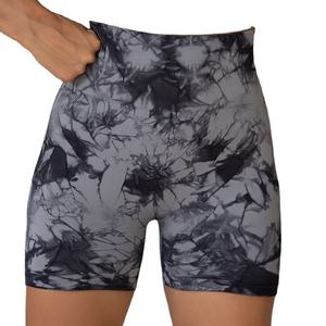 Levage <span class=keywords><strong>des</strong></span> fesses Taille haute Contrôle du ventre Yoga Fitness Leggings de sport sans couture teints par cravate et blanchis par cravate - Product Image 3