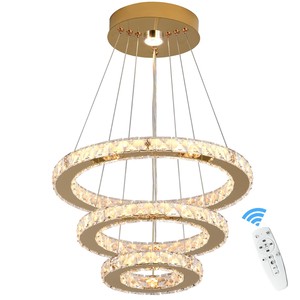 Lustre de plafond de luxe en cristal K9 transparent, forme 3 anneaux, personnalisé 2026 - Product Image 1