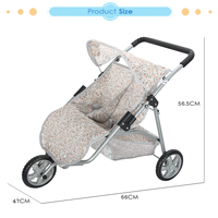 Poupée double personnalisée Dollri Starri Flower Design Poussette jumelle pour poupée jusqu'à 22 ''Poupée jumelée Buggy