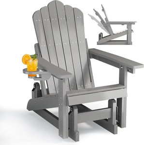 Fauteuil à bascule Adirondack avec dossier réglable <span class=keywords><strong>en</strong></span> 3 positions, <span class=keywords><strong>en</strong></span> HDPE, contemporain, pour l'<span class=keywords><strong>extérieur</strong></span>, résistant aux intempéries, avec porte-gobelets, capacité de 400 lb - Product Image 1