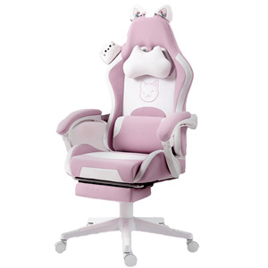 Ergonomic tùy chỉnh đua cô gái chơi game ghế dễ thương mèo claw đệm thiết kế màu đen Thứ Sáu xoay chơi game ghế văn phòng với chỗ để chân - Product Image 6