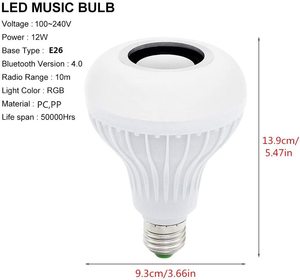 หลอดไฟอัจฉริยะ RGB LED E27 เปลี่ยนสีได้ ควบคุมด้วยรีโมท พร้อมไฟดนตรี รุ่น A19 ตัวหลอดพลาสติก ใช้ไฟ AC แสงสีขาวกลางวัน 5000K อายุการใช้งาน 25000 ชั่วโมง - Product Image 4