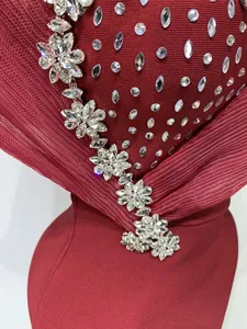 Vestido largo de punto con un solo hombro, diamantes brillantes y vendaje, sexy, de lujo, elegante, para fiesta de cumpleaños, estilo celebridad, para mujer - Product Image 6