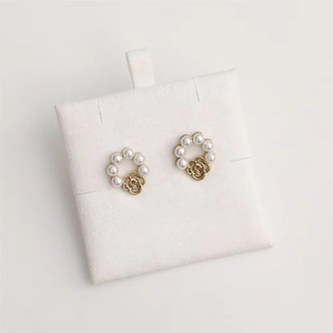White Microfiber Jewelry Bag Snap Button Pouch Velvet Jewelry Packaging Bag With Insert Pad - Product Image 4