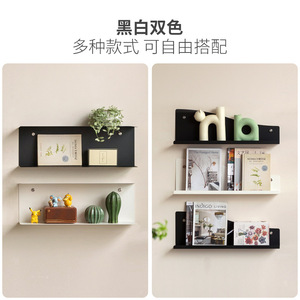 <b>Wall</b> <b>Mounted</b> Storage Rack Black And White Rectangle Adjustable For Living Room Bedroom Study Office Organizer <b>Shelf</b> - Product Image 3