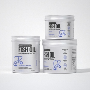 Frasco de Aluminio Vacío con Tapa de Rosca para Cápsulas de Aceite de Pescado Omega 3, Almacenamiento de Softgels, Grado Alimenticio, Materiales Reciclados Premium, Medicina - Product Image 1