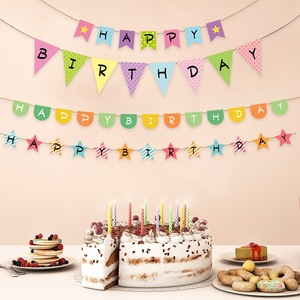 Custom Paper Birthday Party <b>Banners</b> Triangle Shape Diy Decorations For Celebrations - Product Image 1