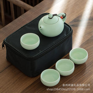 Juego de Té Kung Fu Ding Kiln, Cerámica, Portátil, para Viaje, Regalo, Una Tetera y Cuatro Tazas, Ligero, para Uso en Exteriores - Product Image 2