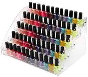 En gros 5 niveaux clair acrylique organisateur support présentoirs vernis à ongles organisateur maquillage magasin de détail support