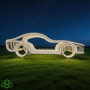 Senzhao - Escultura de Coche Abstracta Impermeable para Exteriores, con Luces LED, de Acero Inoxidable, para Instalaciones Artísticas en Paisajes - Product Image 2