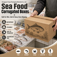 Boîtes carrées en carton ondulé écologiques, imperméables, résistantes, en matériaux recyclés, pour fruits de mer, poissons congelés, portables et recyclables