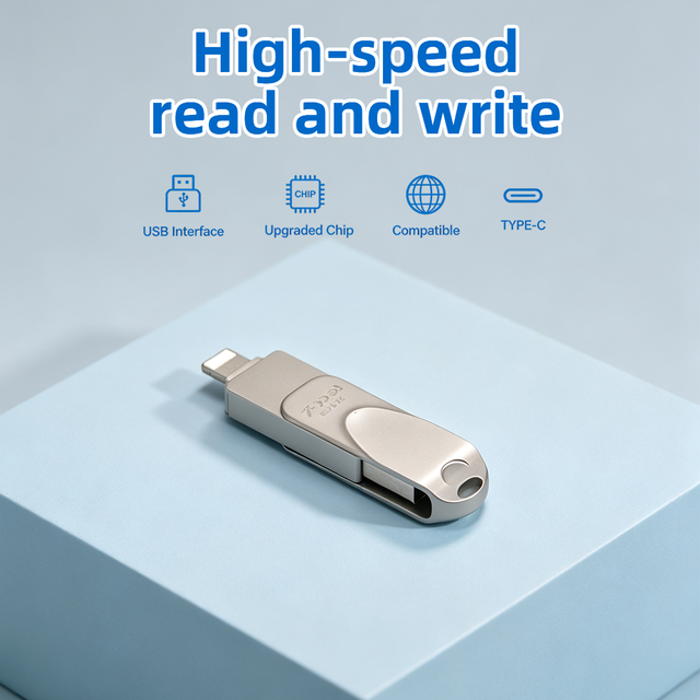 Metal USB Flash Drive with Keychain New Encryption 64gb Usb Flash Drive 3.0 & Micro USB Backup Photo/Video/Smartphones/Tablets