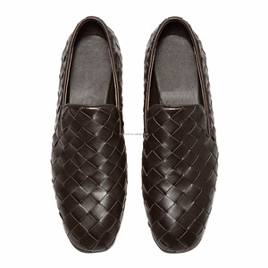 Zapatillas de Cuero Genuino Intrecciato Talla Grande 47, Unisex, para Mujer, Estilo Slip-on, Zapatos de Vestir para Hombre, Zapatos de Boda Marrones, Mocasines de Cuero para Hombre - Product Image 3