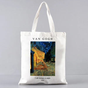 Bolso de mano de lona con diseño de la noche estrellada de <span class=keywords><strong>Vincent</strong></span> <span class=keywords><strong>Van</strong></span> <span class=keywords><strong>Gogh</strong></span>, bolso de hombro portátil ligero, grande, reutilizable, para compras, regalo para niñas - Product Image 3