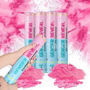Cannone Portatile per Rivelazione del Sesso con Coriandoli a Forma di Cuore, Polvere Colorata Rosa e Blu, Cannoncini per Feste di Rivelazione del Sesso - Product Image 2