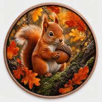 Pièces de monnaie en cuivre 5 oz .999 Cuivre Pur Écusson Écureuil Feuille de Chêne Automne Forêt Impression UV Colorée Cadeau Pièces de monnaie en cuivre