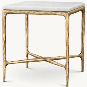 Mesa Moderna de Metal Forjado con Tapa de Mármol y Base en X, Mesas de Centro para Decoración del Hogar - Product Image 2