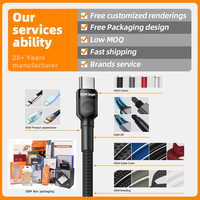 Câble de charge flexible en PVC tressé 18W en cuivre pur, haute vitesse, Type-C Micro USB 1M pour iPhone Android 2.4A, vente en gros