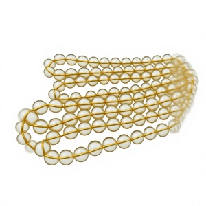 Perles rondes micro-facettées en quartz shampian naturel de qualité supérieure, taille 9-10 mm, longueur 14 pouces, pour la fabrication de bijoux - Product Image 1