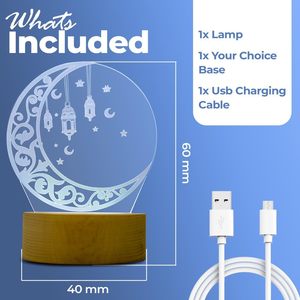 Ramadan Eid Mubarak Bedroom Home Decor 3D Night Lights <b>USB</b> Rechargeable Dimmable Modern Design Middle Size - Product Image 3
