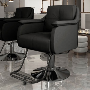 Chaise de salon en cuir avec grand siège et accoudoirs modernes, idéale pour les salons de coiffure professionnels - Product Image 1