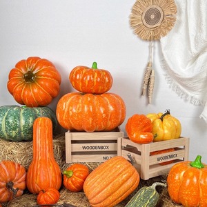 Artificial Pumpkin Set Halloween Decorations Reusable Photo Prop Accessories Large Orange Green Gourds Variety Sizes - Product Image 3
