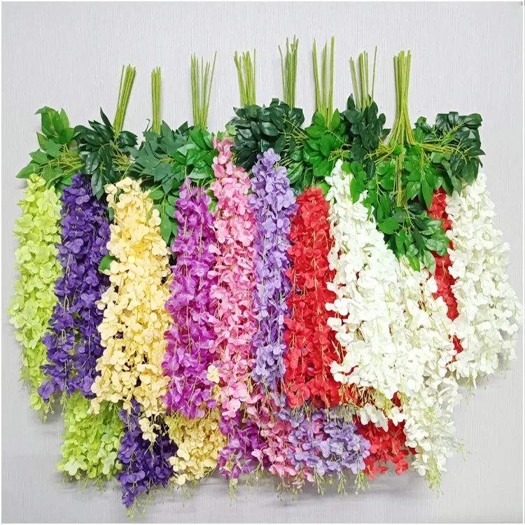Commercio all'ingrosso di fiori di seta di glicine multicolore