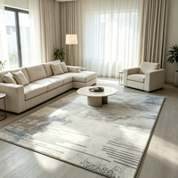 Tapis décoratif sur mesure en nylon à poils fins de 9 mm, motif abstrait, antidérapant, avec dos en grille gaufrée, résistant aux taches, pour salon et chambre à coucher