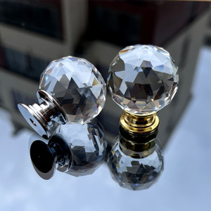 Xiduo Crystal Glass Handle Round Minimalist <b>Drawer</b> Cabinet <b>Knob</b> Durable Plated Finish Universal Fit - Product Image 3