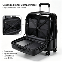 Valise trolley rigide 20 pouces avec serrure TSA, roues silencieuses à 360°, bagage de voyage léger pour voyages d'affaires OEM ODM