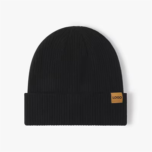Bonnet d'hiver en tricot de haute qualité avec logo personnalisé, bord côtelé, tricot épais, unisexe, mode décontractée, bonnet uni, bonnet ample - Product Image 3