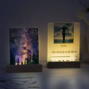 Bulk DIY Sublimation Acrylic Panels with <b>LED</b> Bases Blank Photo Frames Personalized Night <b>Lights</b> Decor with Wood Base - Product Image 6