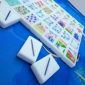 Luxury Portable Eco-Friendly American White Acrylic 160 Pieces Landmark American <b>Mahjong</b> <b>Set</b> Casino Gambling Gift - Product Image 2