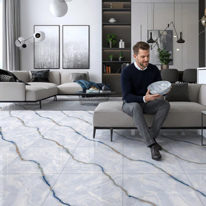 Angelo Mist 600x600mm Double Loading Glossy Porcelain <b>Tiles</b> Polished Interior Floor Collection 8mm - Product Image 6