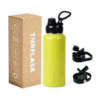 Bouteilles d'eau réutilisables de 32 oz/960 ml, compatibles lave-vaisselle, sans BPA, durables, en acier inoxydable, isolées, pour le cyclisme, avec couvercle
